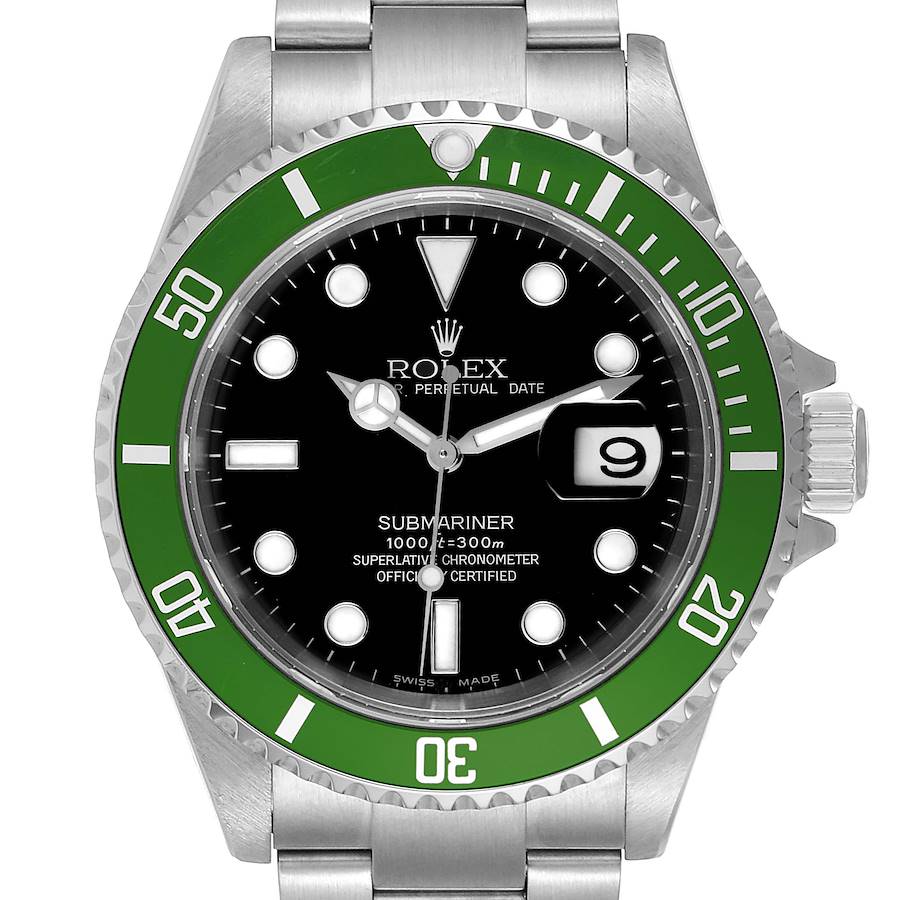 Rolex Submariner 50th Anniversary Green Kermit Steel Watch 16610LV Box Papers SwissWatchExpo