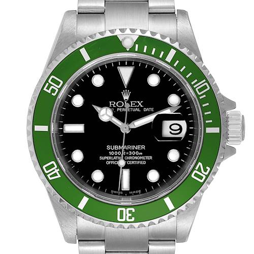 Photo of Rolex Submariner 50th Anniversary Green Kermit Steel Watch 16610LV Box Papers