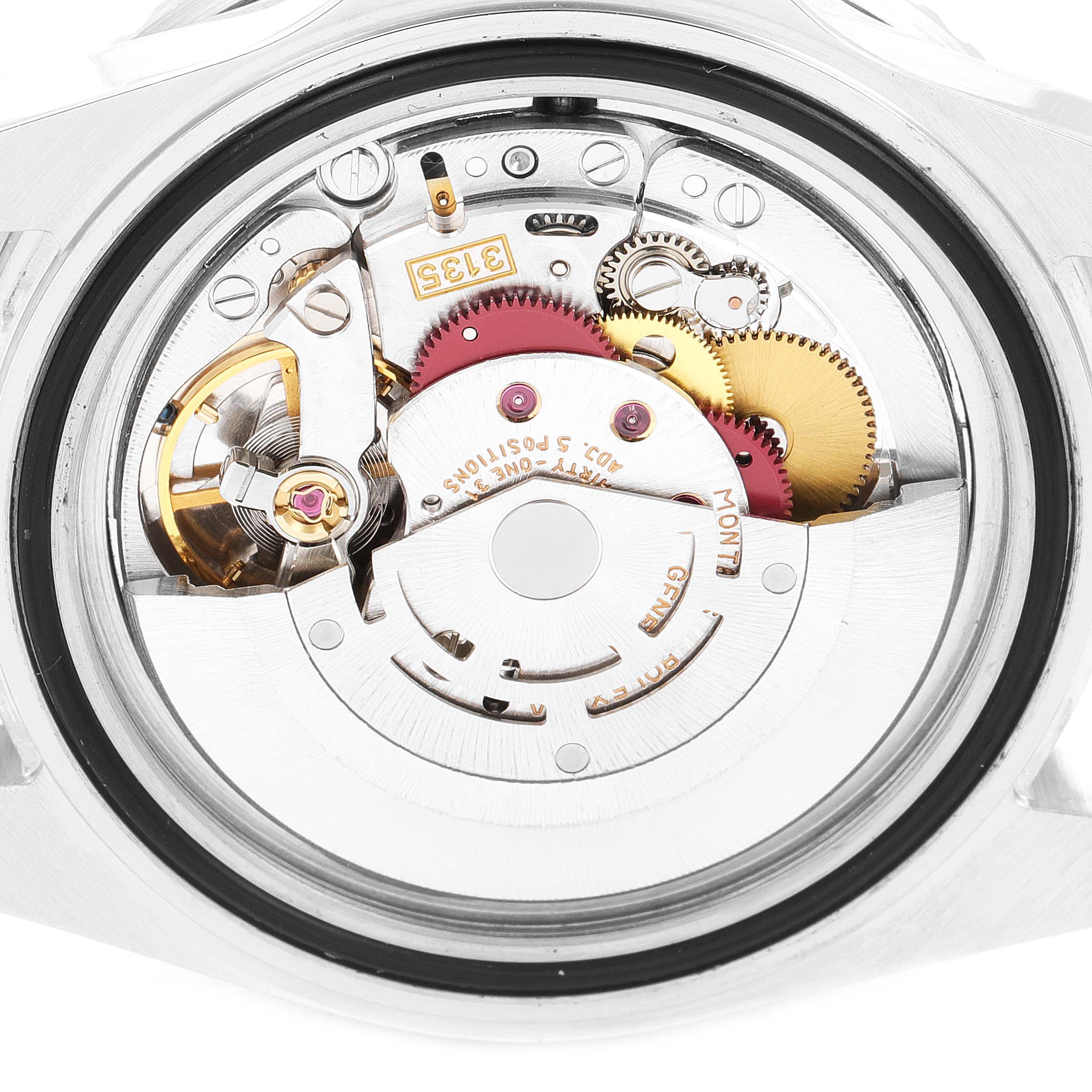 This image shows the internal mechanism of a Rolex Submariner 16610 Men
s Stainless Steel Black Dial 16610 Men
s Stainless Steel Black Dial watch from a top-down angle.