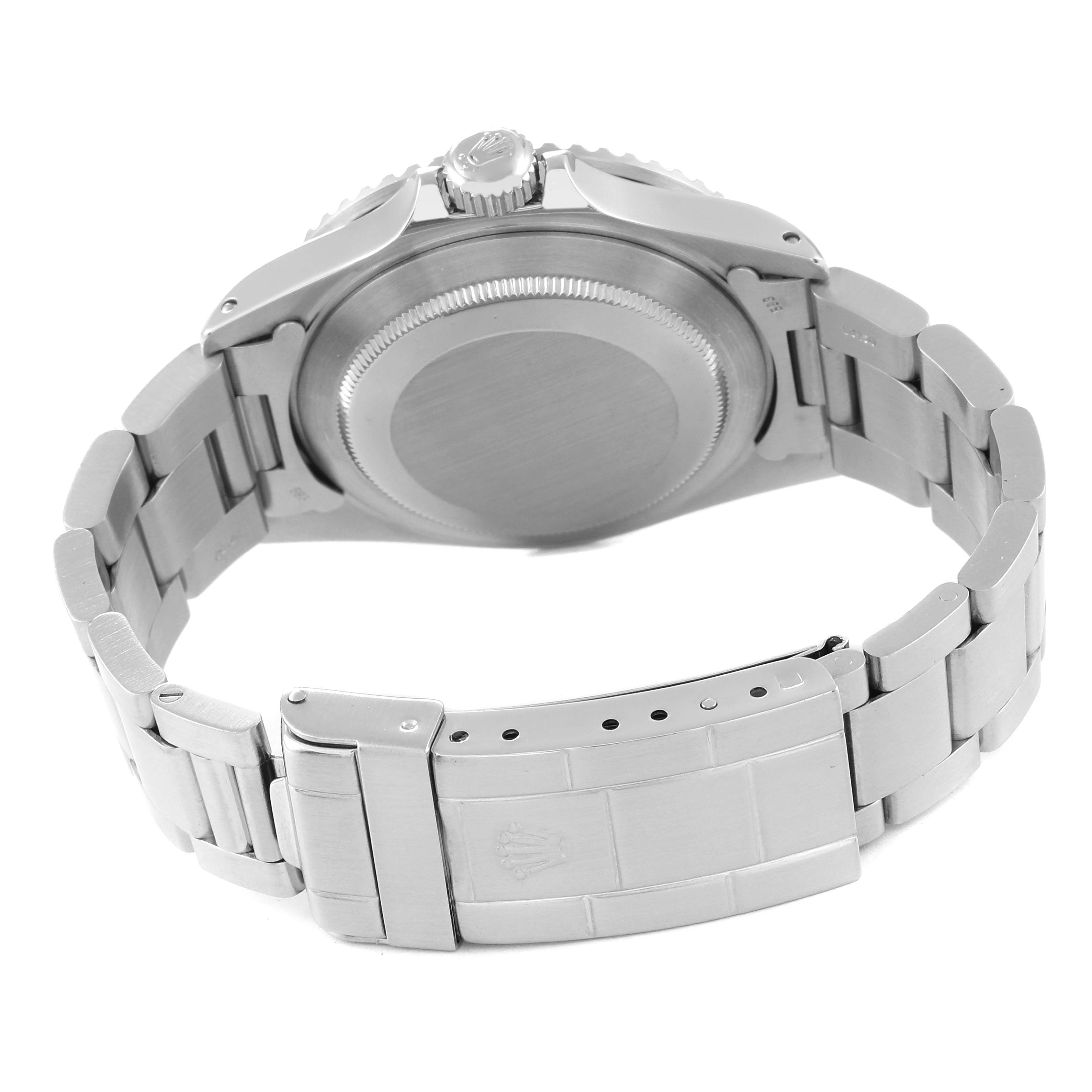 The image shows the backside and clasp of a Rolex Vintage Collection 16800 Men's Stainless Steel Black Dial 16800 Men's Stainless Steel Black Dial watch, highlighting the band and case back.