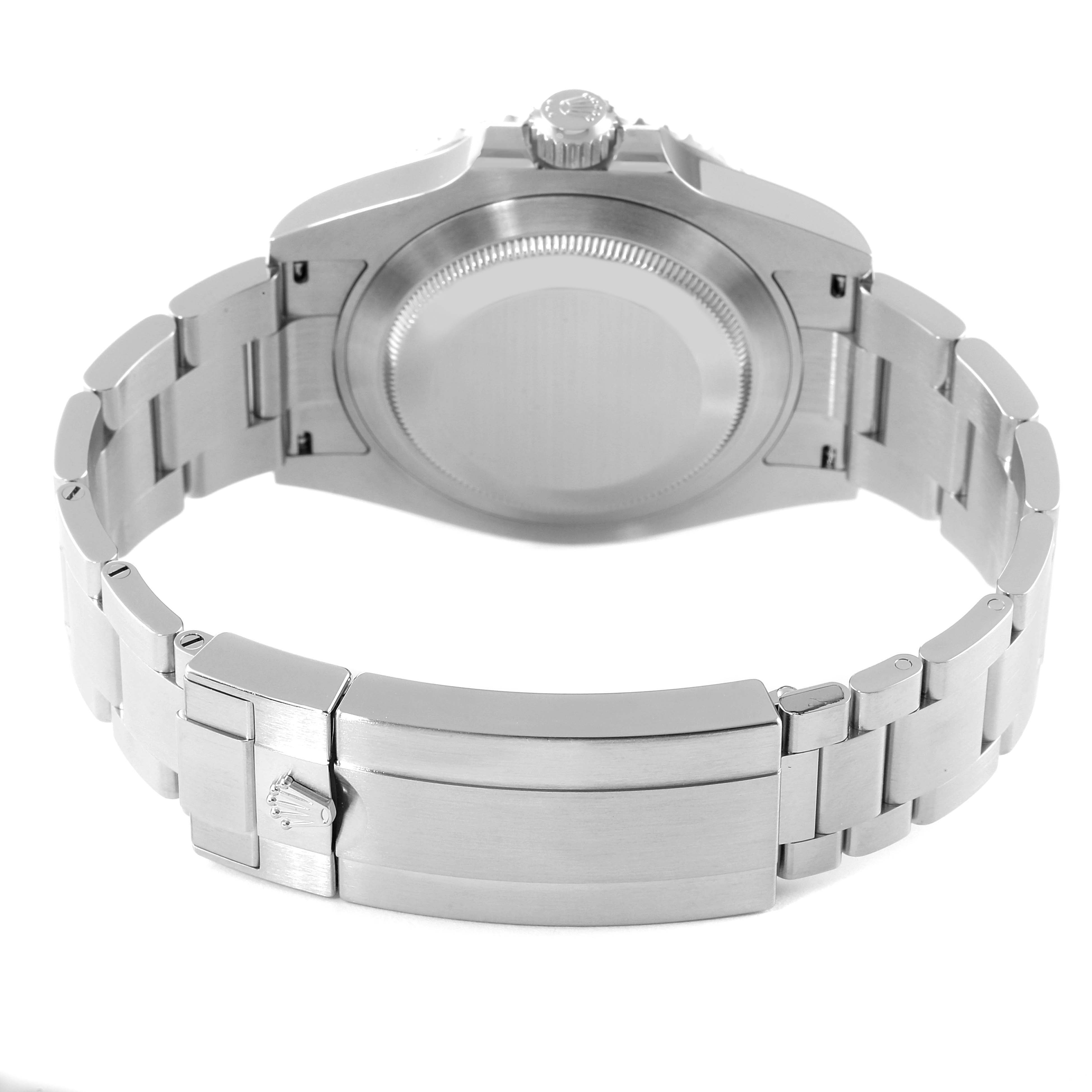 The image shows the back side of a Rolex Submariner 126610LV Men's Stainless Steel Black Dial 126610LV Men's Stainless Steel Black Dial watch, highlighting the bracelet and clasp.