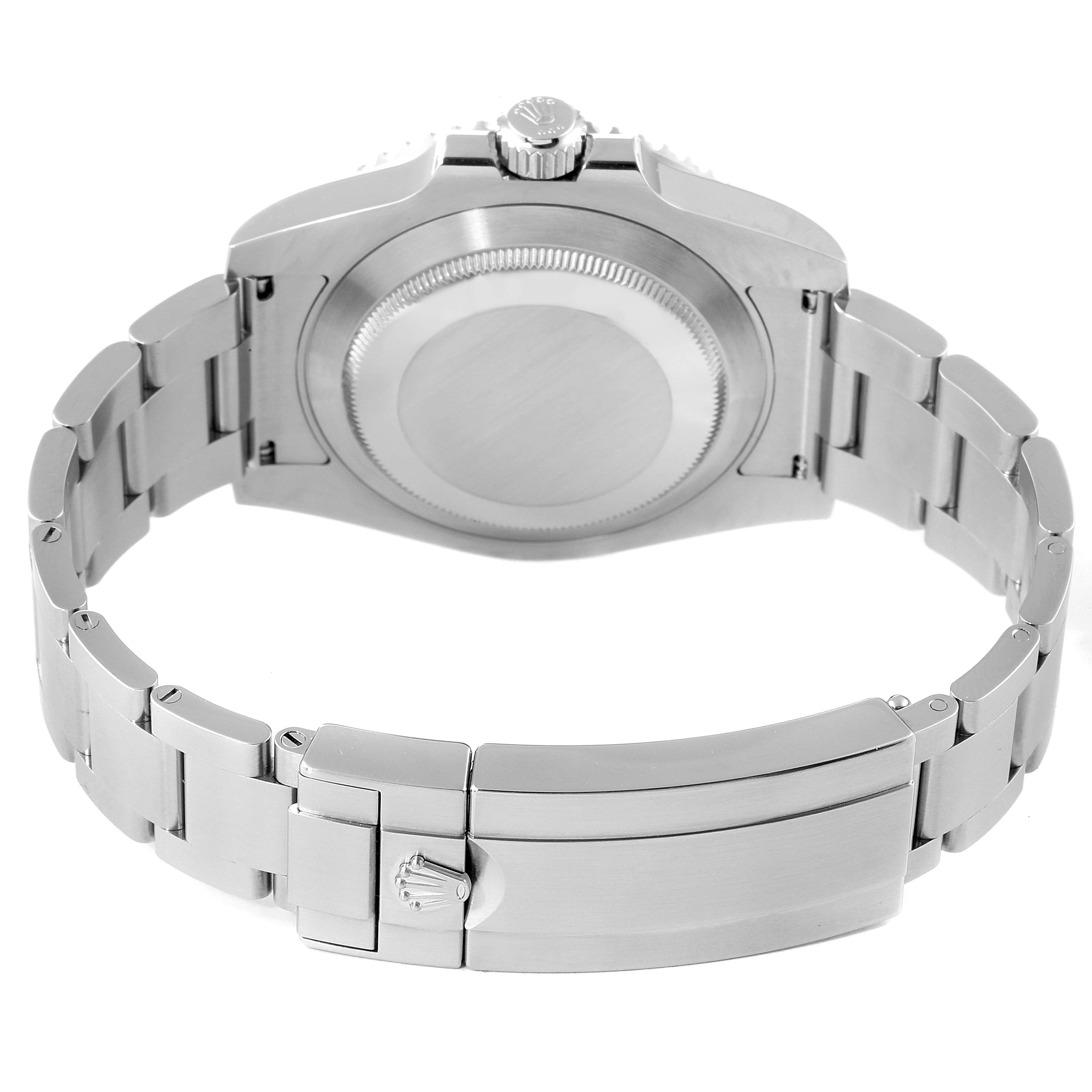 The image shows the back case, bracelet, and clasp of a Rolex Submariner 116610LV Men
s Stainless Steel Green Dial 116610LV Men
s Stainless Steel Green Dial watch at a rear angle.