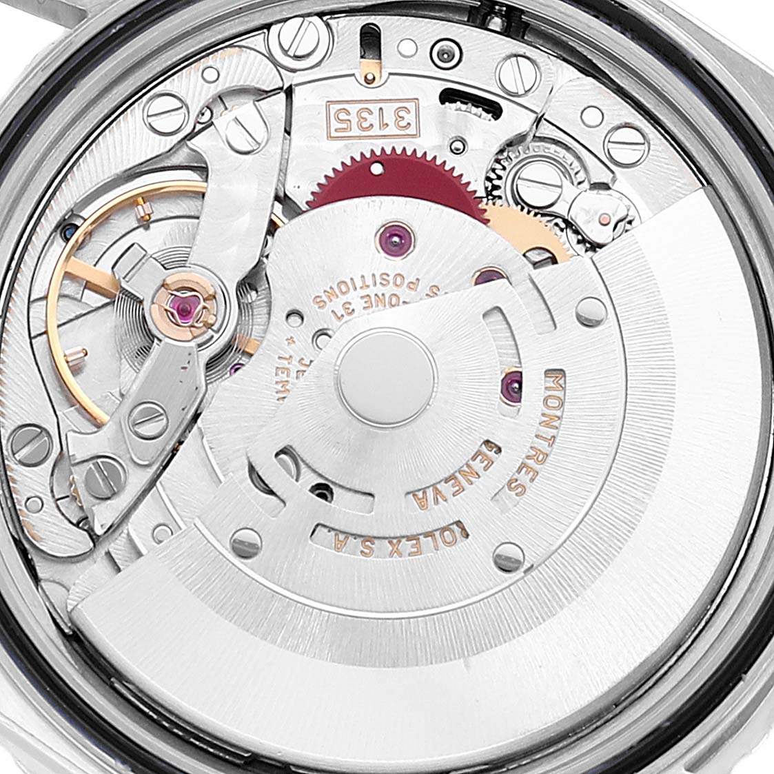 This image shows the inner mechanical movement of the Rolex Turn-o-Graph 16264 Men's Stainless Steel Silver Dial 16264 Men's Stainless Steel Silver Dial watch from a close-up angle.