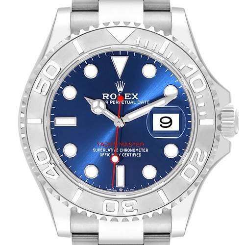 Photo of Rolex Yachtmaster Steel Platinum Blue Dial Mens Watch 126622 Box Card