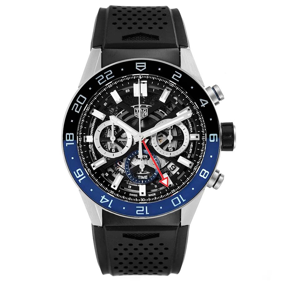 Tag Heuer Carrera Blue Skeletonized Dial Mens Watch CBG2A1Z Box Card SwissWatchExpo