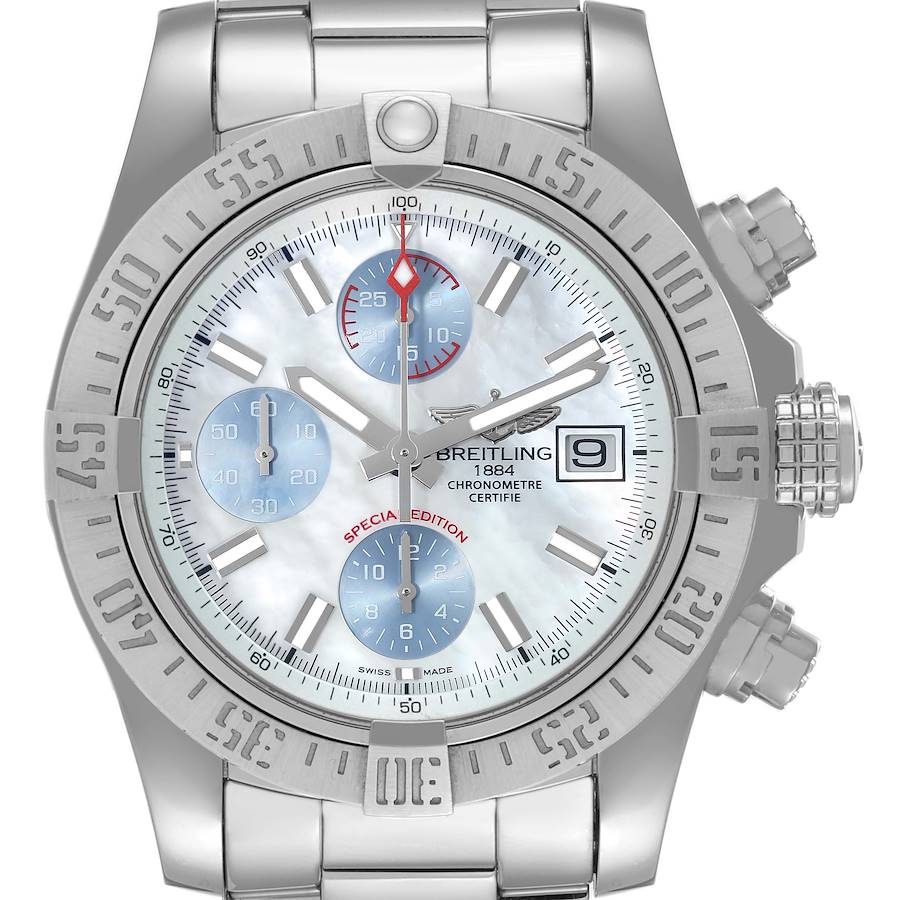 Breitling Avenger II Mother of Pearl Special Edition Watch A13381 Box Card SwissWatchExpo