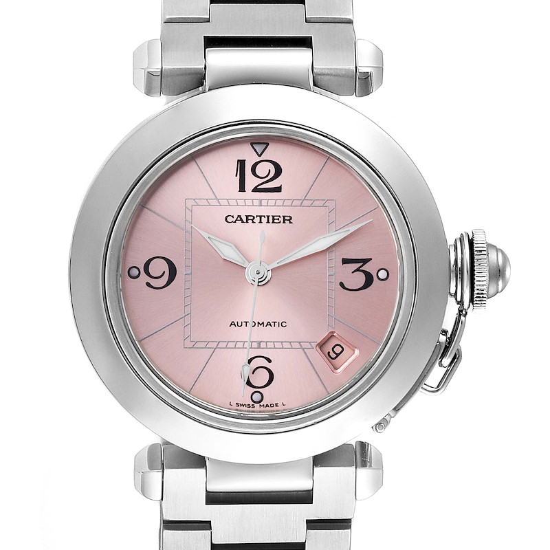 Cartier Pasha C Midsize Pink Dial Automatic Ladies Watch W31075M7 Box SwissWatchExpo