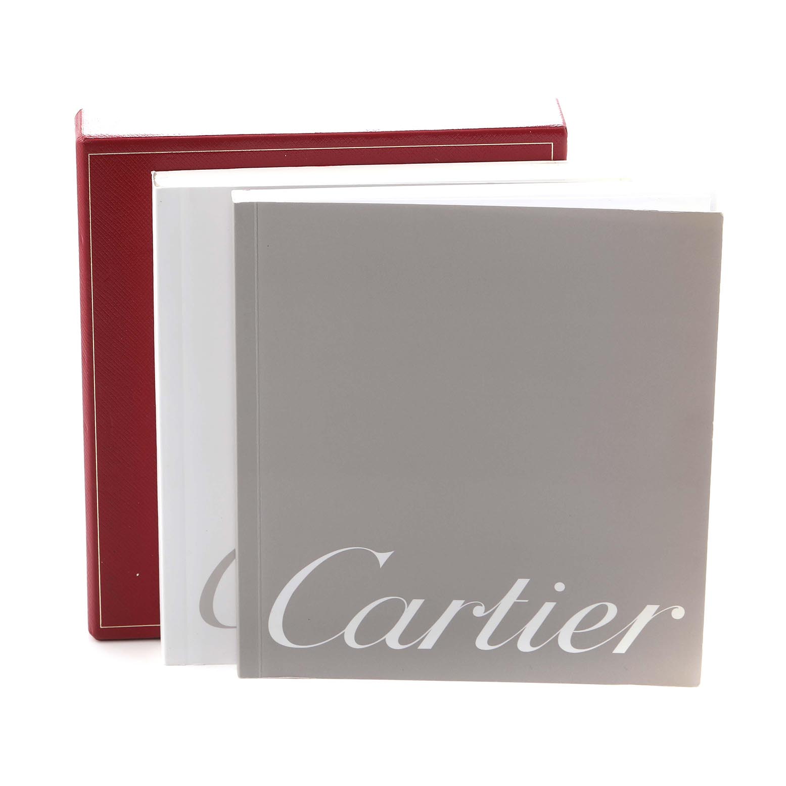 The image shows the packaging and manual set for a Cartier Tank Francaise W51005Q4 Men's Steel and Gold (two tone) Silver Dial W51005Q4 Men's Steel and Gold (two tone) Silver Dial watch, with no watch visible.