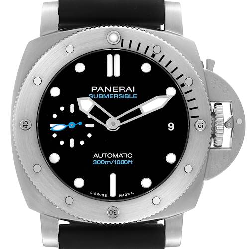 Photo of Panerai Luminor Submersible Black Dial Steel Mens Watch PAM00973 Box Card