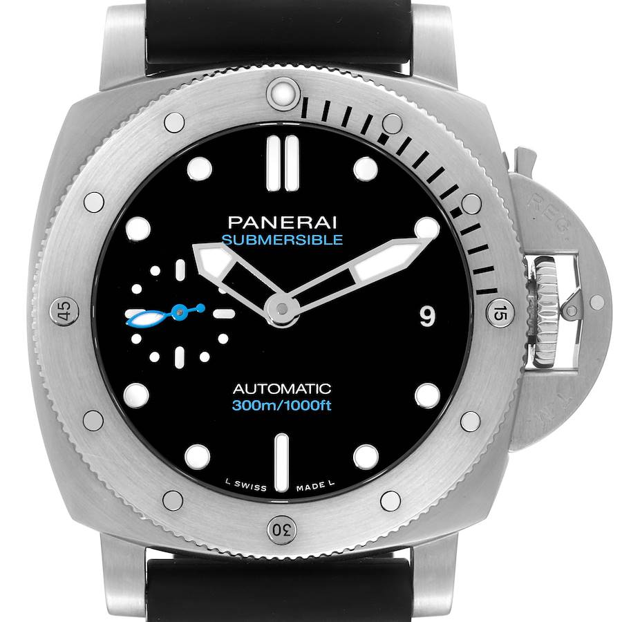 Panerai Luminor Submersible Black Dial Steel Mens Watch PAM00973 Box Card SwissWatchExpo