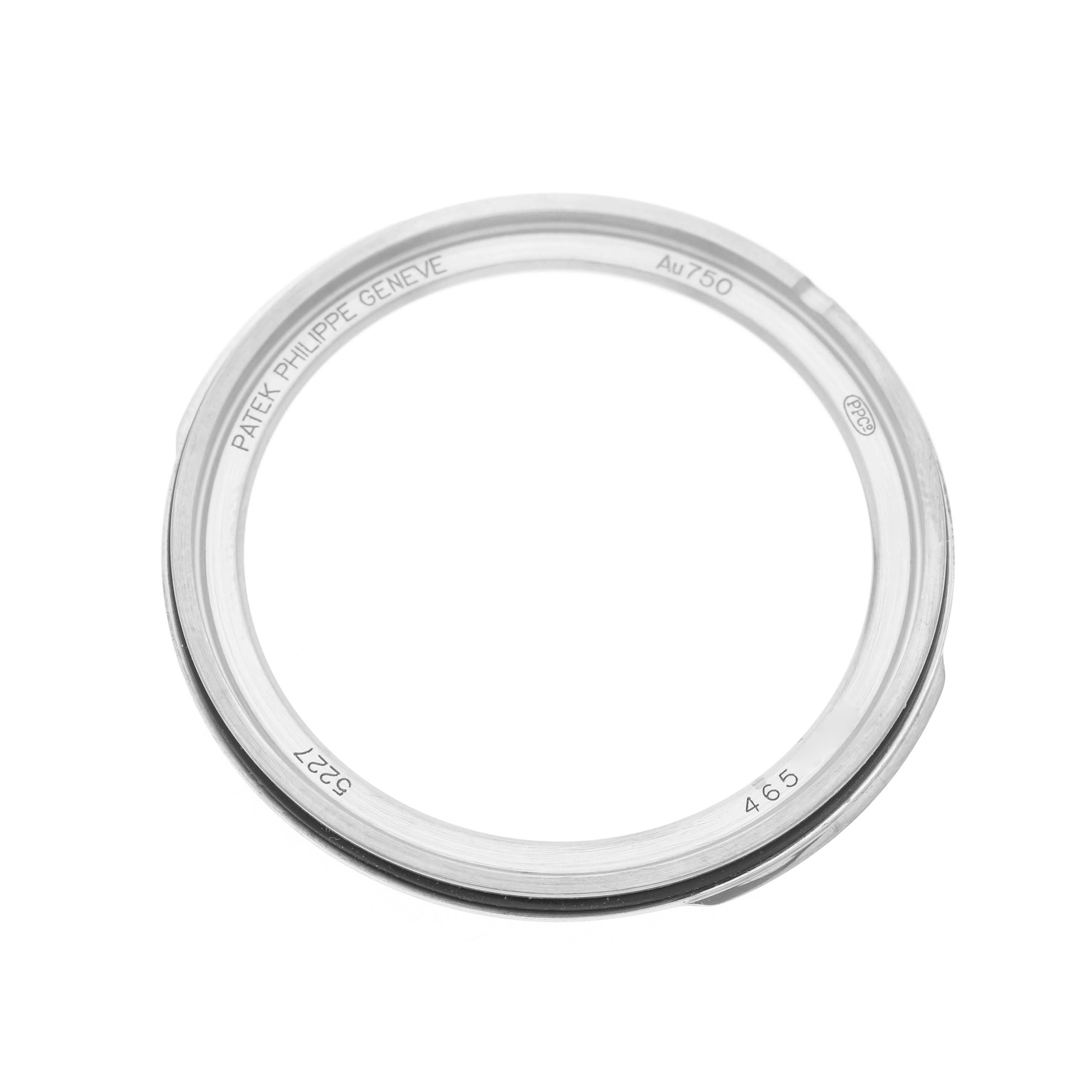 The image shows a metal watch bezel for the Patek Philippe Calatrava 5227G-001 Men's White Gold Beige Dial model, viewed from above.