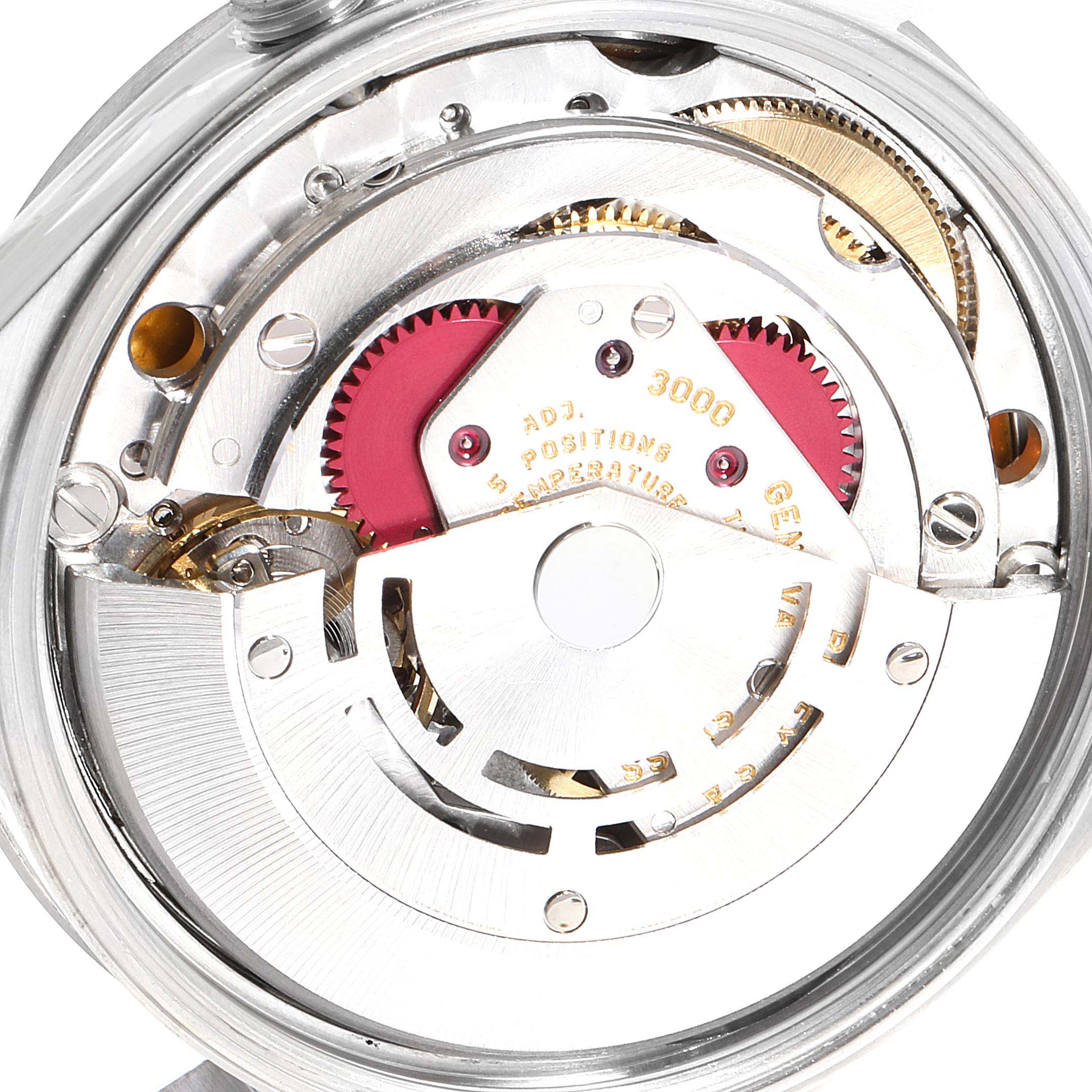 This image shows the internal movement mechanism of a Rolex Air-King 14000 Men's Stainless Steel Blue Dial 14000 Men's Stainless Steel Blue Dial watch at a close-up angle.