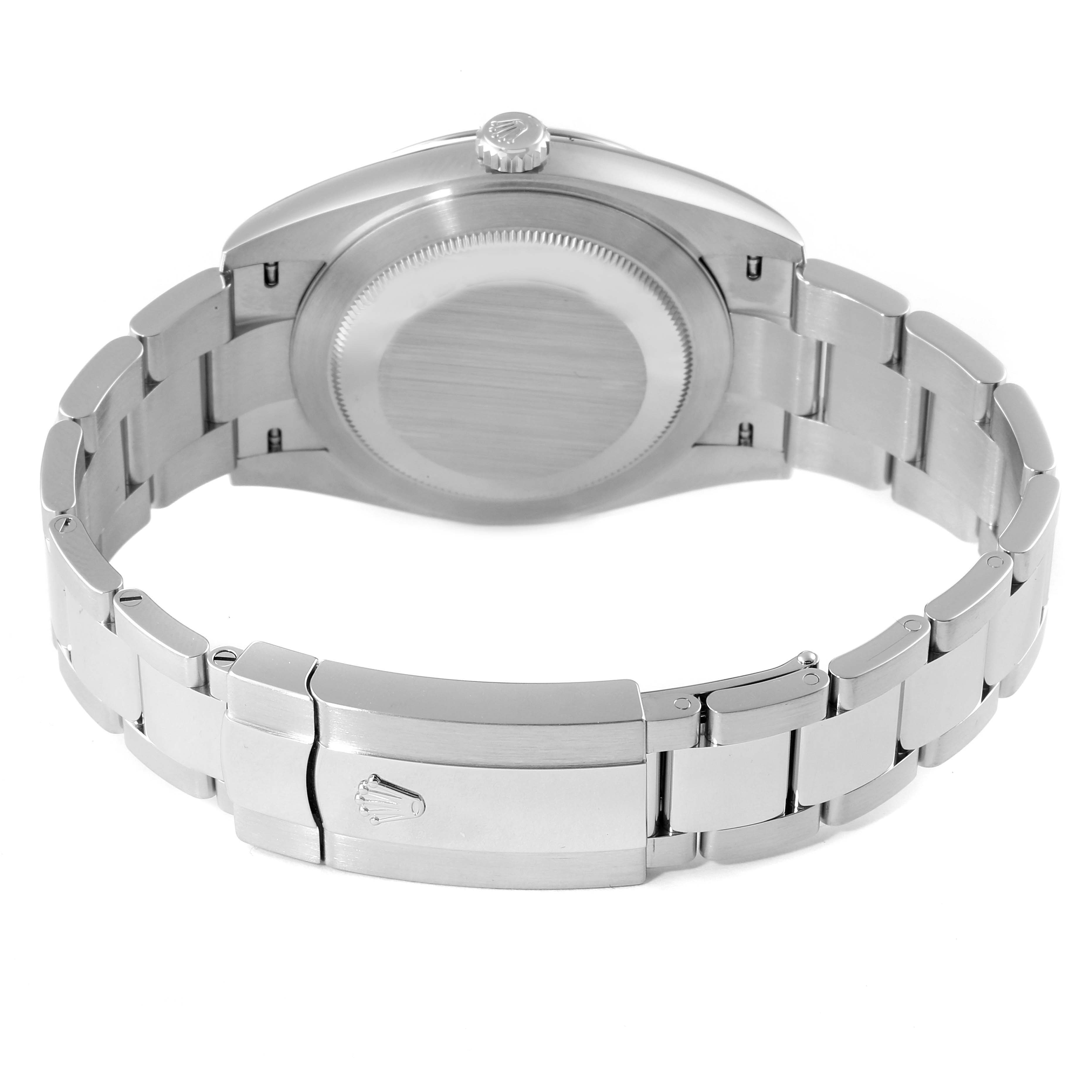 The image shows the back view of a Rolex Datejust 41 126334 Men
s Stainless Steel Grey Dial 126334 Men
s Stainless Steel Grey Dial watch, highlighting the case back and bracelet with clasp.