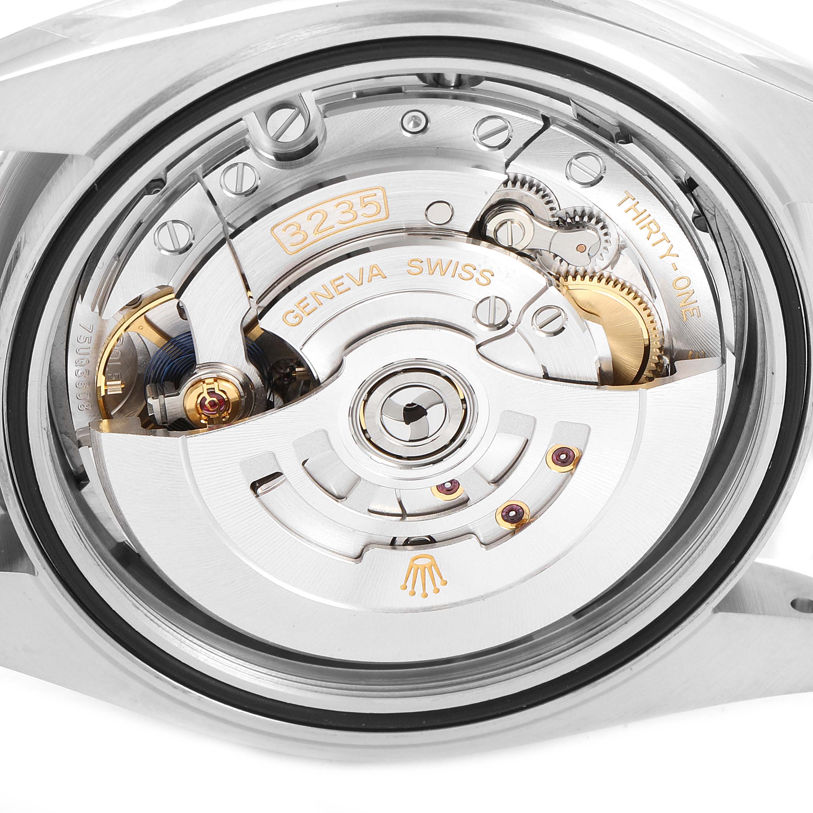 This image shows the internal movement mechanism of the Rolex Datejust 41 126334 Men
s Stainless Steel Grey Dial 126334 Men
s Stainless Steel Grey Dial watch, highlighting the intricate gears and parts.