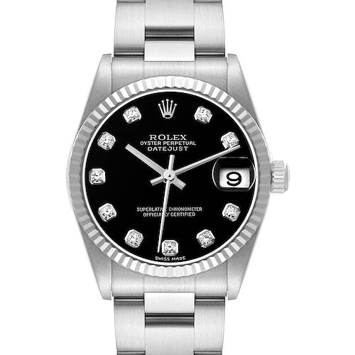 Photo of Rolex Datejust Midsize Steel White Gold Black Diamond Dial Watch 78274