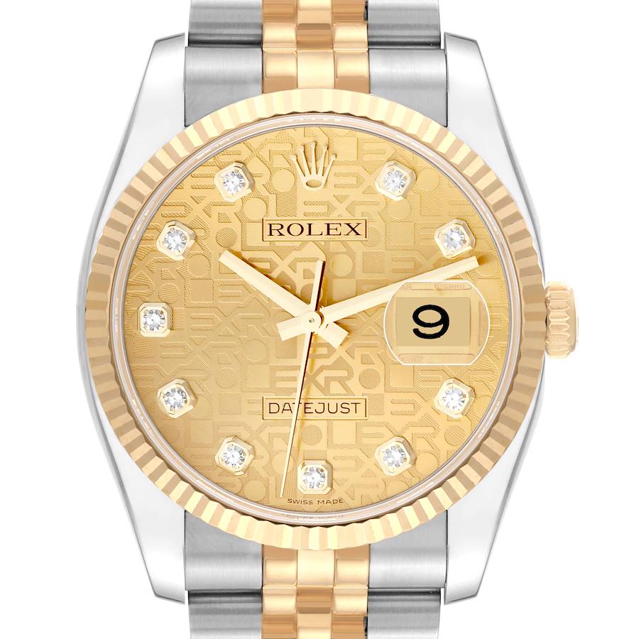 Rolex Datejust Steel Yellow Gold Anniversary Diamond Dial Mens Watch 116233 SwissWatchExpo