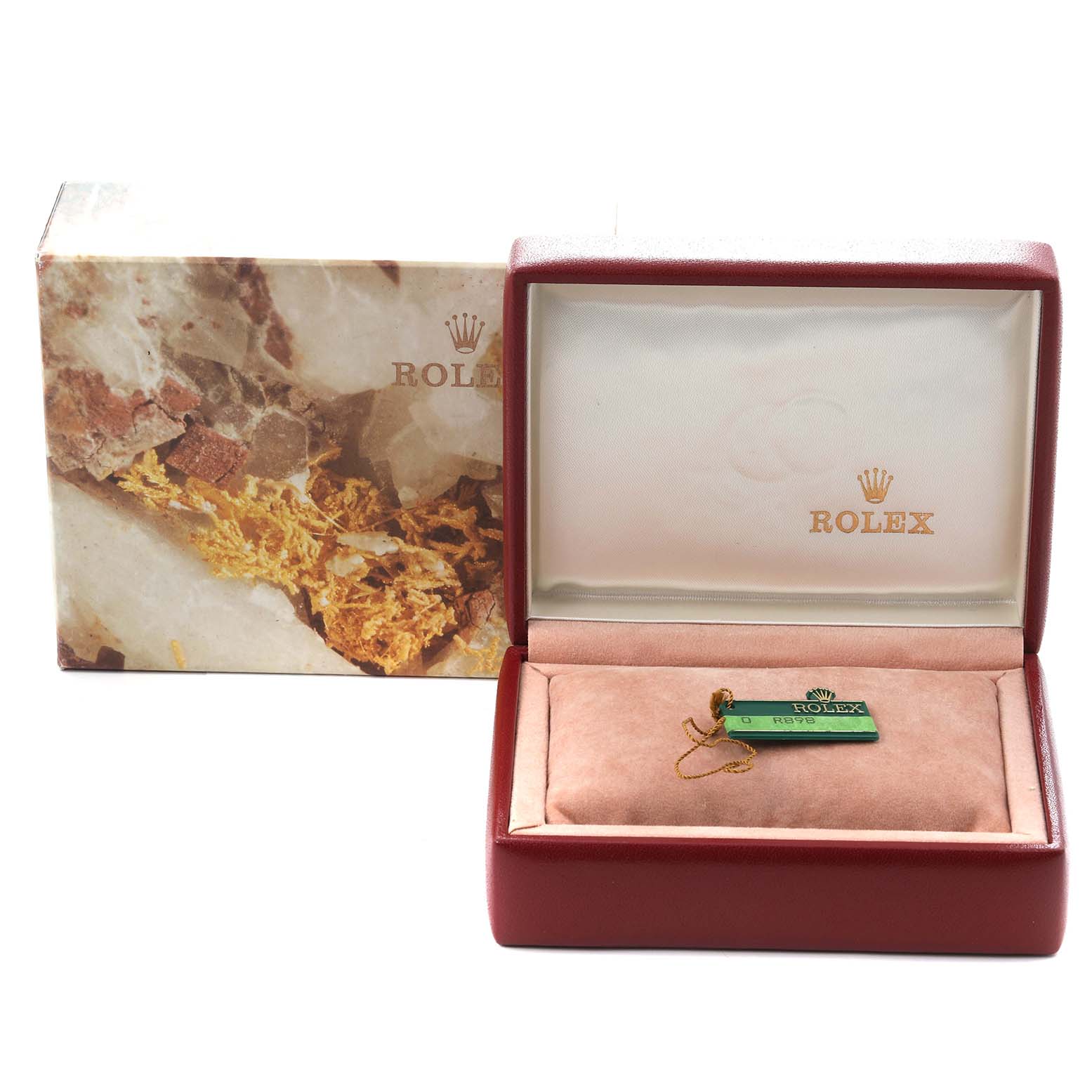 The image shows a Rolex Datejust 69173 Women
s Steel and Gold (two tone) Champagne Dial 69173 Women
s Steel and Gold (two tone) Champagne Dial watch box and tag, viewed from the front.