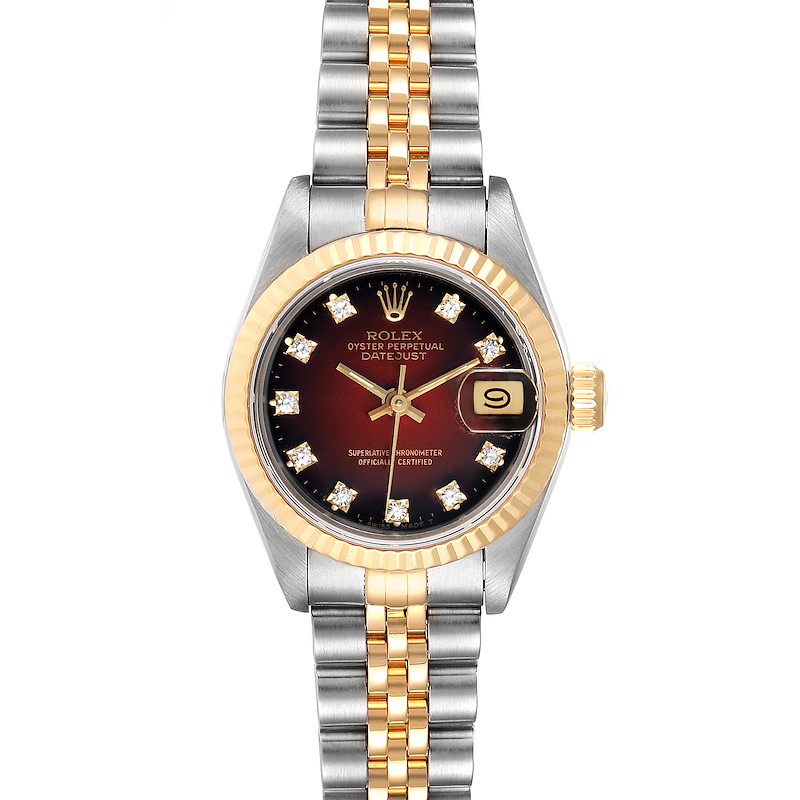Rolex Datejust Steel Yellow Gold Vignette Diamond Dial Ladies Watch 69173 SwissWatchExpo