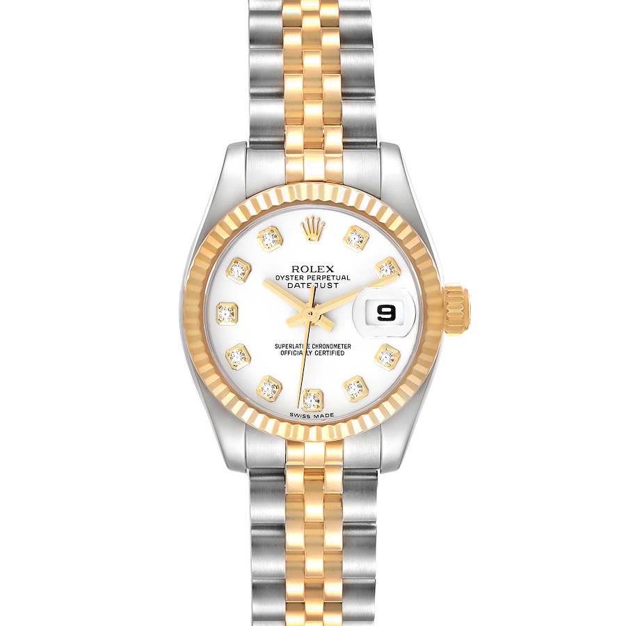 Rolex Datejust Steel Yellow Gold White Diamond Dial Ladies Watch 179173 SwissWatchExpo