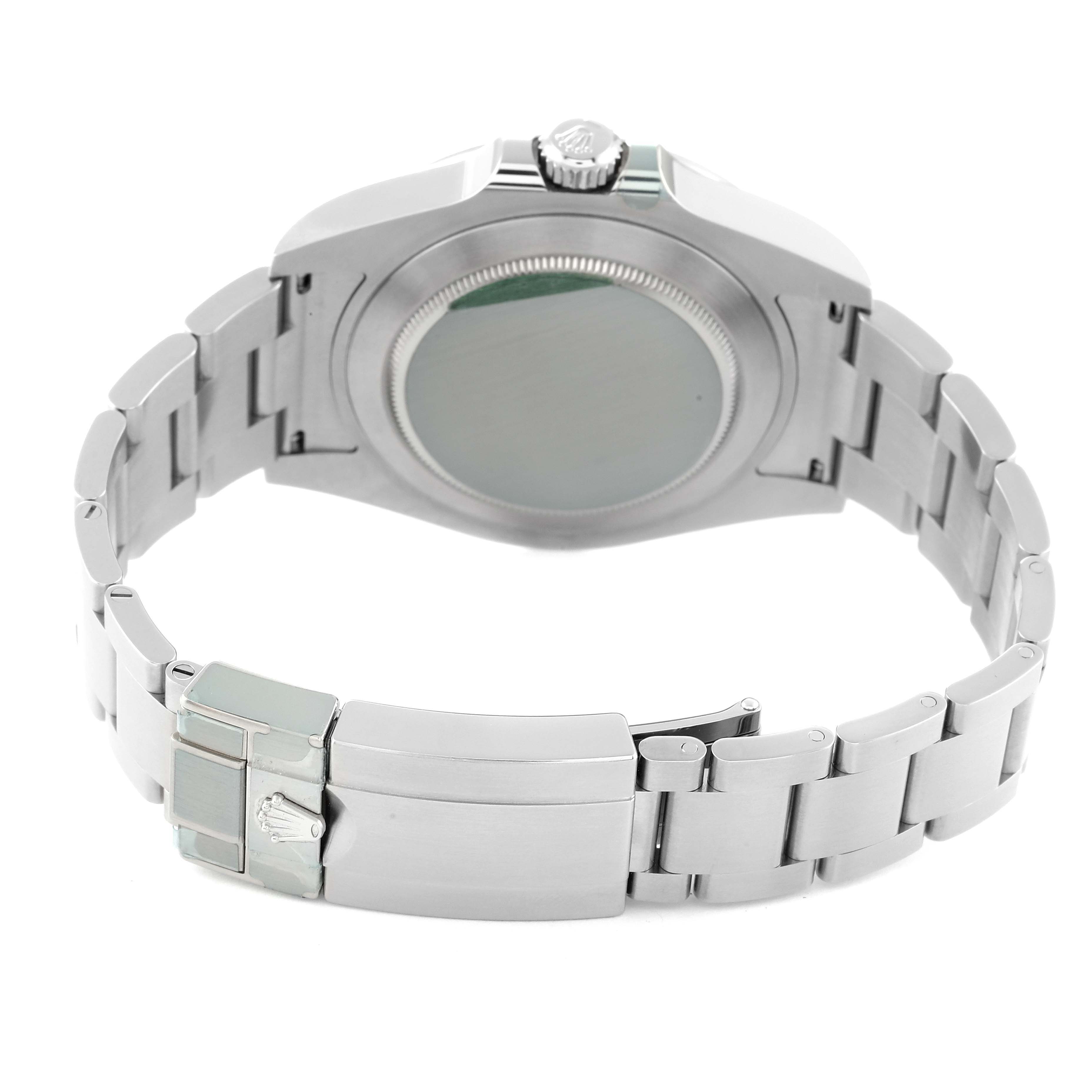 The image shows the back view of a Rolex Explorer 216570 Men
s Stainless Steel White Dial 216570 Men
s Stainless Steel White Dial watch, highlighting the case back, bracelet, and clasp.