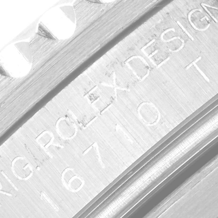 This image shows a close-up of the caseback engraving on a Rolex GMT-Master 16710 Men
s Stainless Steel Black Dial 16710 Men
s Stainless Steel Black Dial watch.