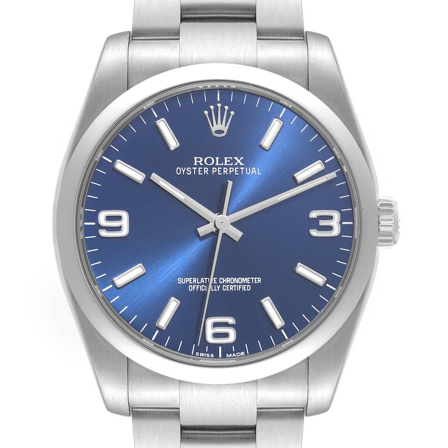 Rolex Oyster Perpetual 36mm Blue Dial Steel Mens Watch 116000 SwissWatchExpo