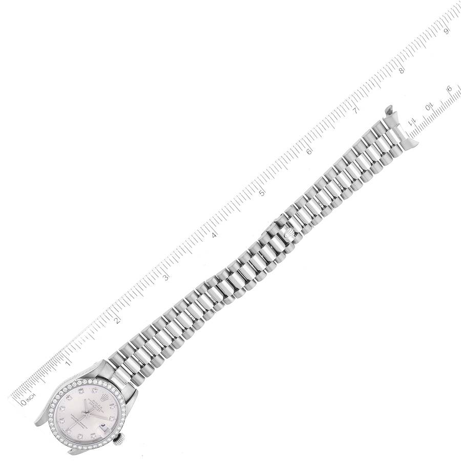 Rolex President Datejust Midsize White Gold Diamond Ladies Watch 68289