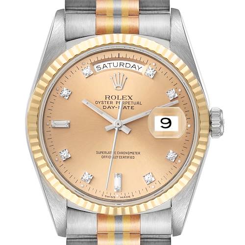 Photo of NOT FOR SALE Rolex President Day-Date Tridor White Yellow Rose Gold Diamond Mens Watch 18239 PARTIAL PAYMENT