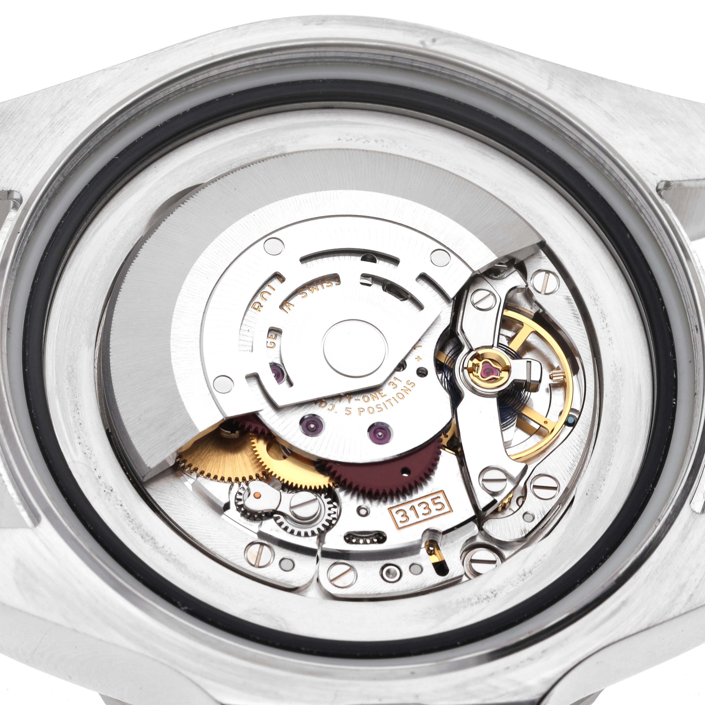 This image shows the detailed inner workings and movement mechanism of a Rolex Sea-Dweller 116660 Men's Stainless Steel Black Dial 116660 Men's Stainless Steel Black Dial watch from a back angle.