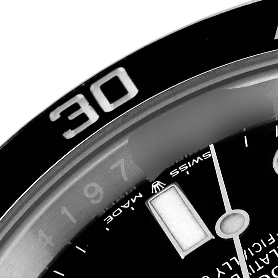 The image shows a close-up of the dial and bezel of the Rolex Submariner 126610 Men
s Stainless Steel Black Dial 126610 Men
s Stainless Steel Black Dial watch, focusing on the "30" mark.