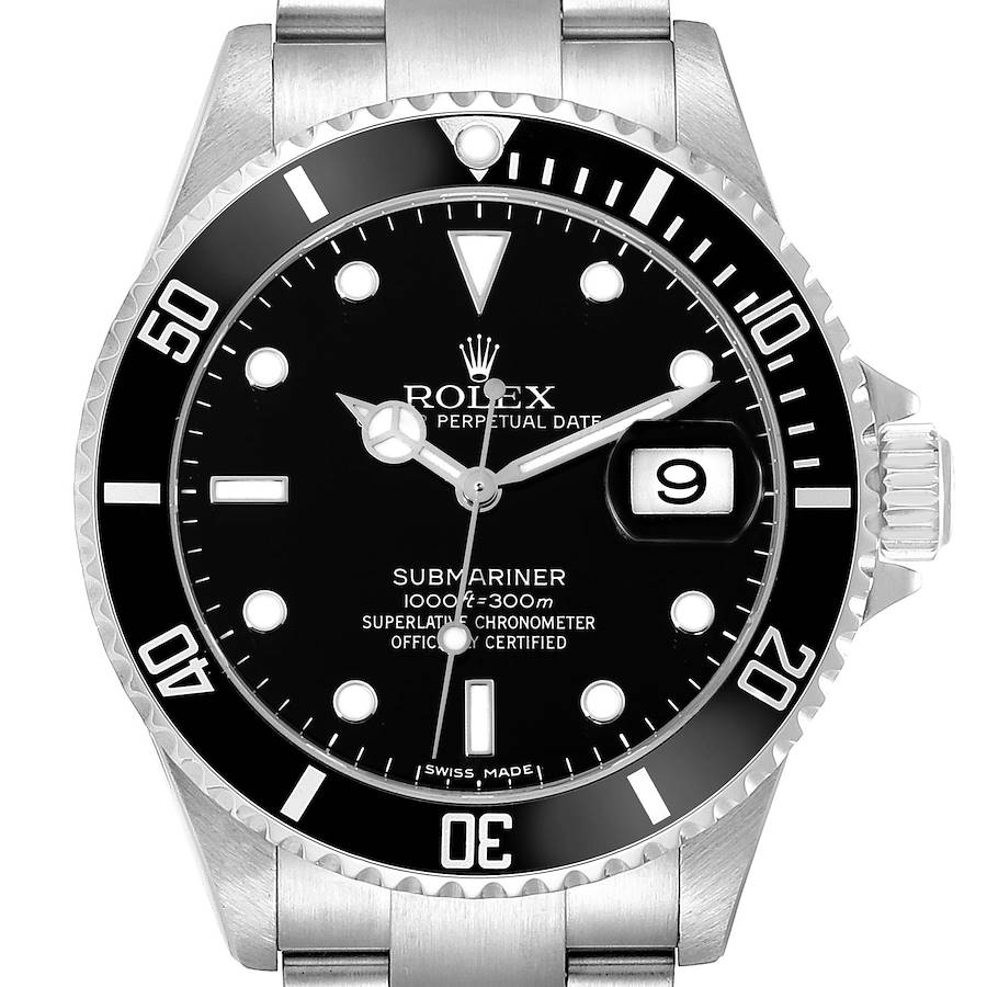 Rolex Submariner Date Black Dial Steel Mens Watch 16610 SwissWatchExpo