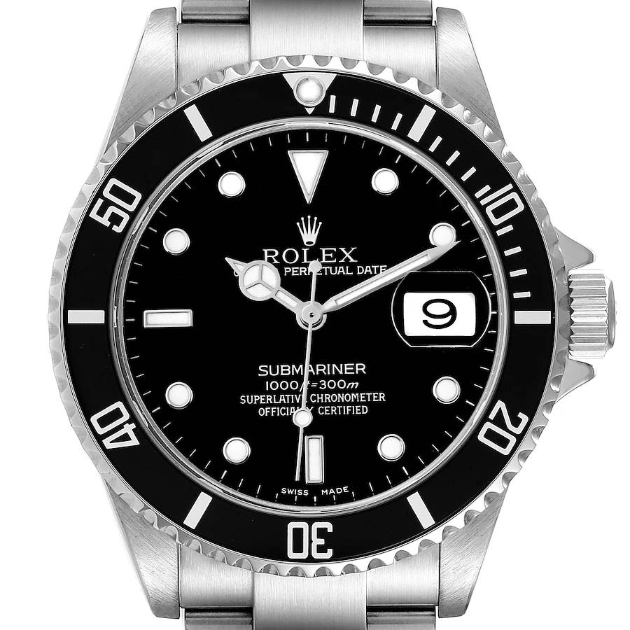 Rolex Submariner Date Black Dial Steel Mens Watch 16610 SwissWatchExpo