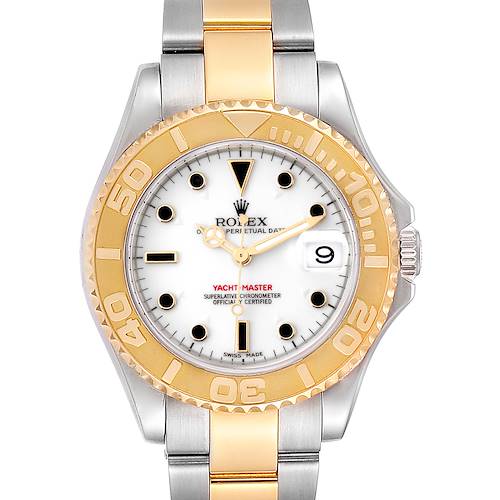 Photo of Rolex Yachtmaster 35 Midsize Steel Yellow Gold White Dial Watch 168623