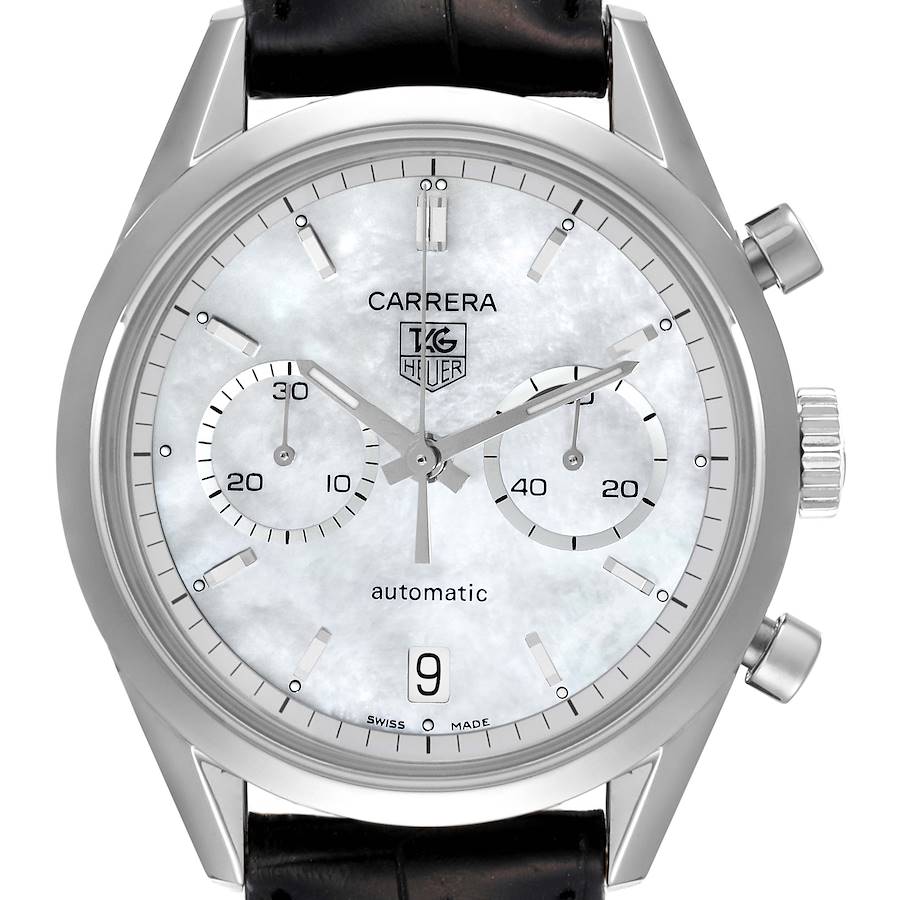 Tag Heuer Carrera Chronograph 39mm Mother of Pearl Dial Mens Watch CV2115 SwissWatchExpo