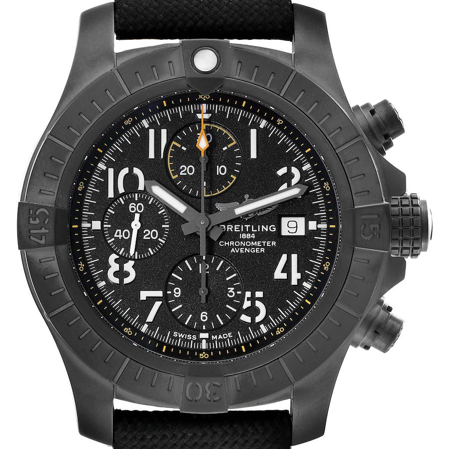 Breitling Avenger Night Mission DLC Coated Titanium Mens Watch V13317 Box Card SwissWatchExpo