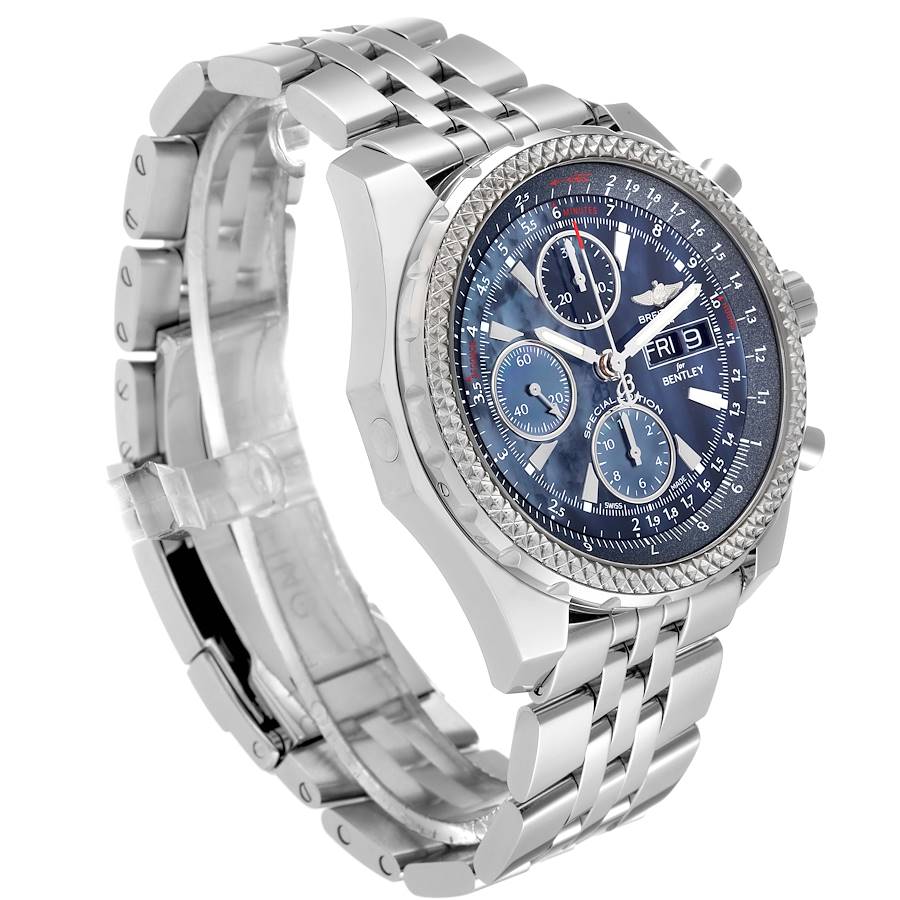 Breitling Bentley Motors GT Blue Mother of Pearl Dial Steel Mens Watch  A13362 Box Card | SwissWatchExpo