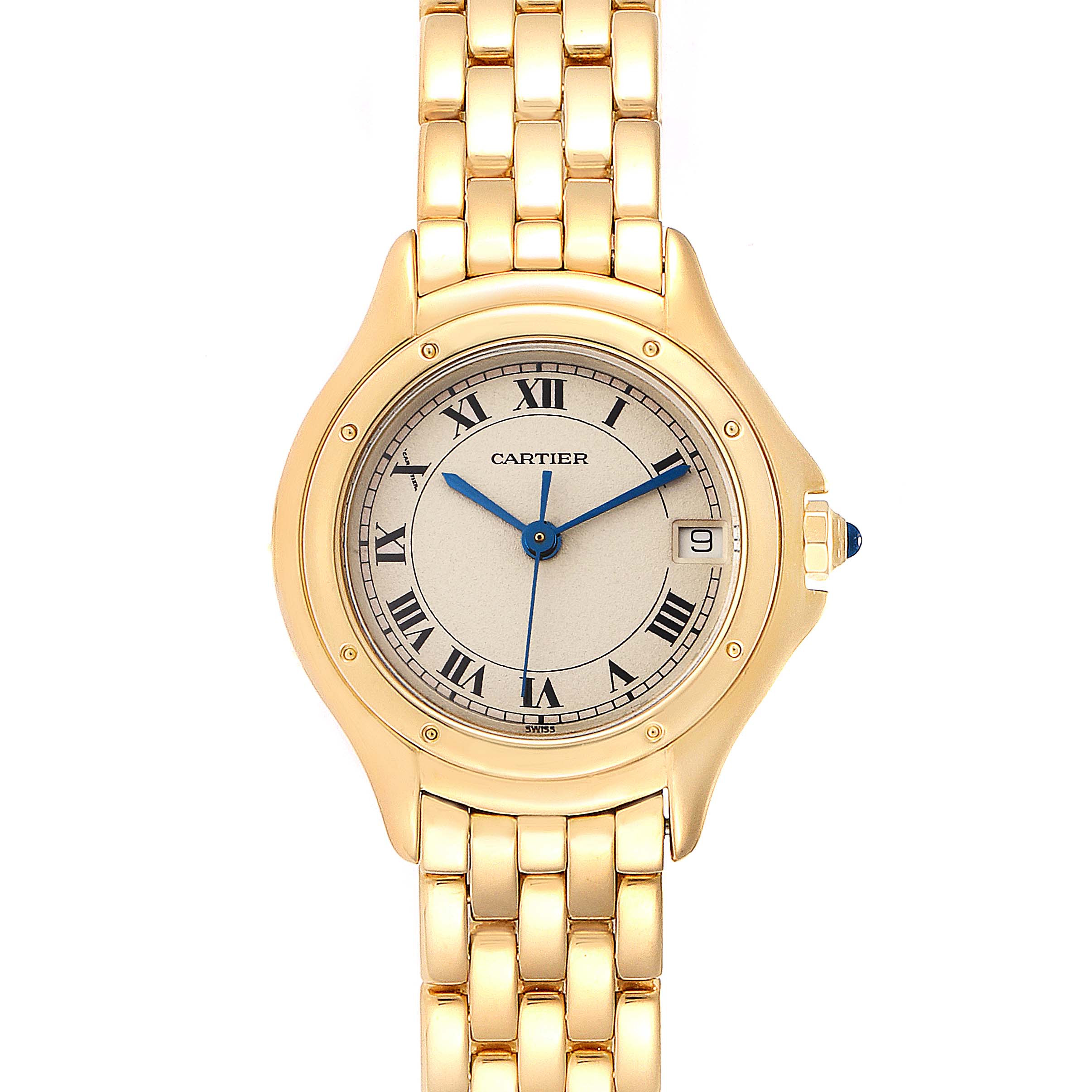 cartier cougar ladies diamond watch solid 18k yellow gold