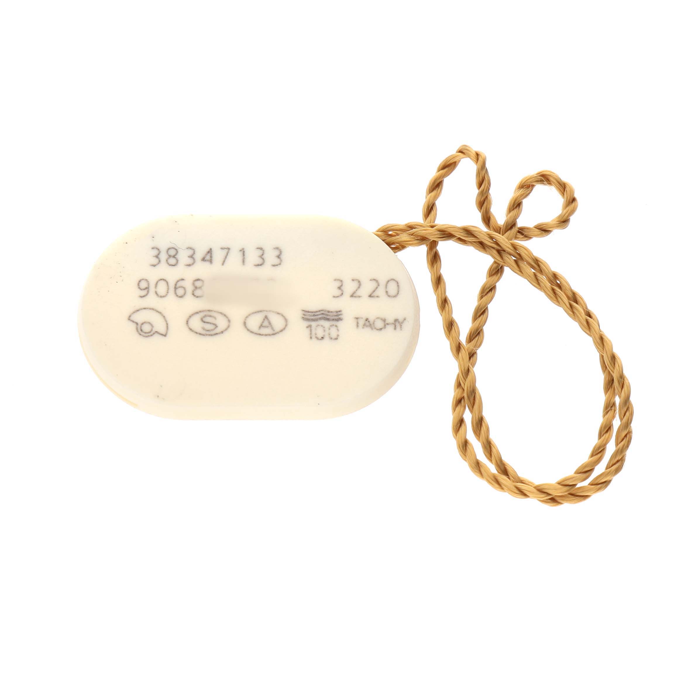 The image shows a detailed view of a hang tag with serial information for the Omega Speedmaster 3834.71.33 Men's Stainless Steel Mother of Pearl Dial watch.
