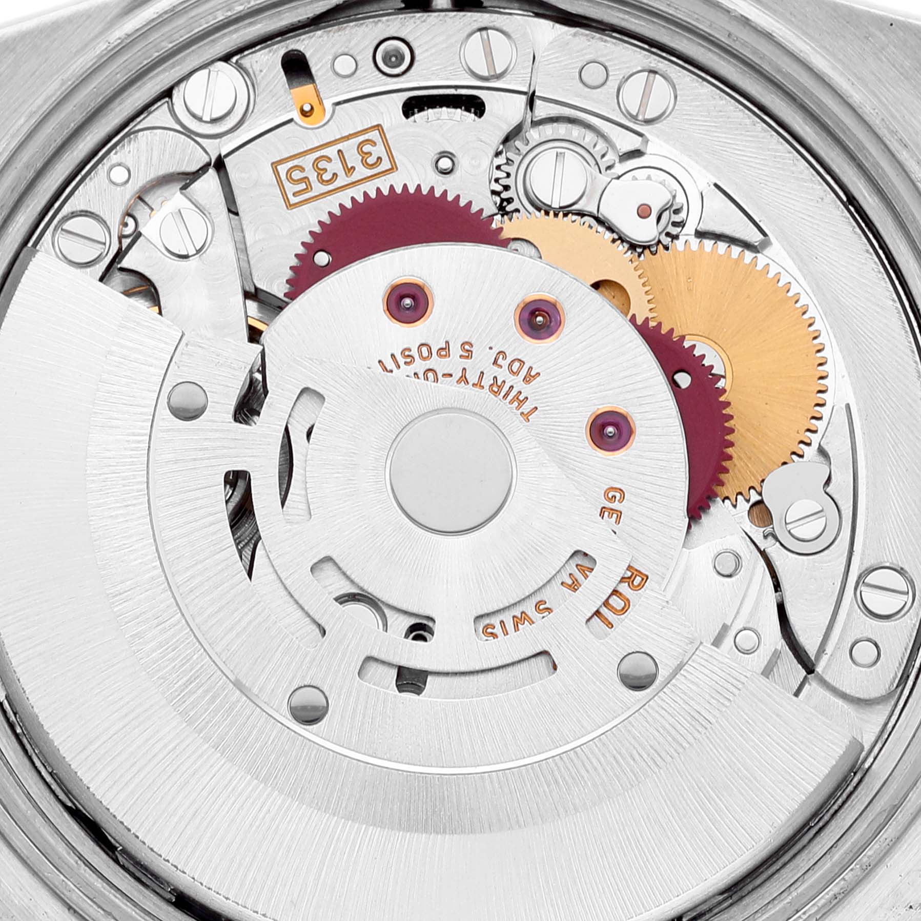 This image shows the inner mechanical movement parts of a Rolex Date 15200 Men's Stainless Steel Black Dial 15200 Men's Stainless Steel Black Dial model watch, viewed from the back.
