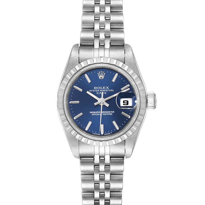 Rolex Date Blue Dial Jubilee Bracelet Steel Ladies Watch 69240 Box Papers SwissWatchExpo