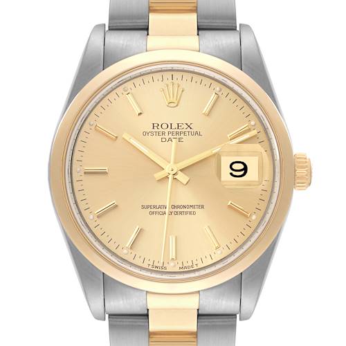 Photo of Rolex Date Steel Yellow Gold Champagne Dial Mens Watch 15203