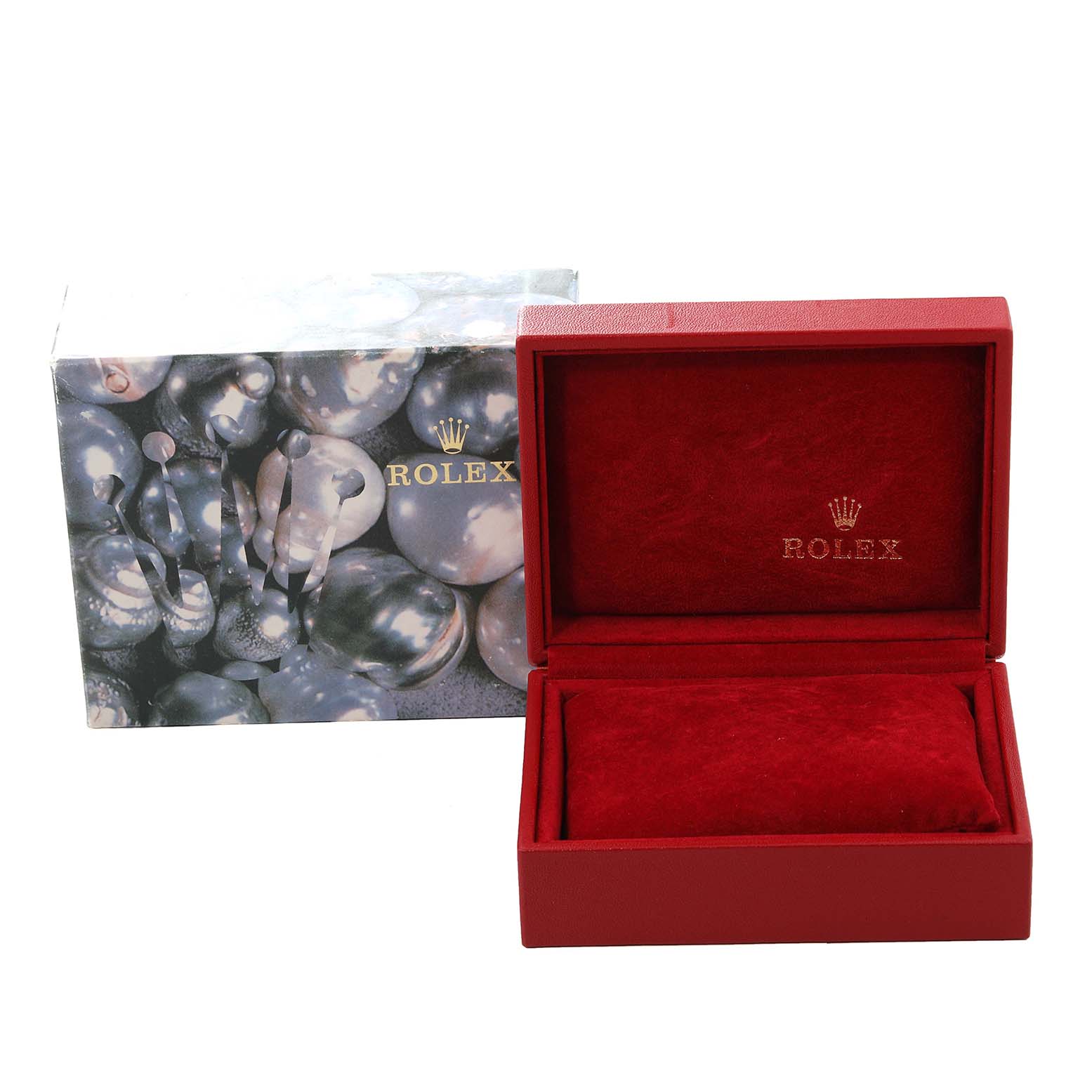 The image shows a Rolex Datejust 79174 Women's Stainless Steel Silver Dial 79174 Women's Stainless Steel Silver Dial watch box and packaging, with the box open and the cushion inside visible.