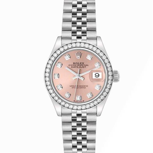 Photo of Rolex Datejust 28 Steel White Gold Pink Dial Ladies Watch 279384