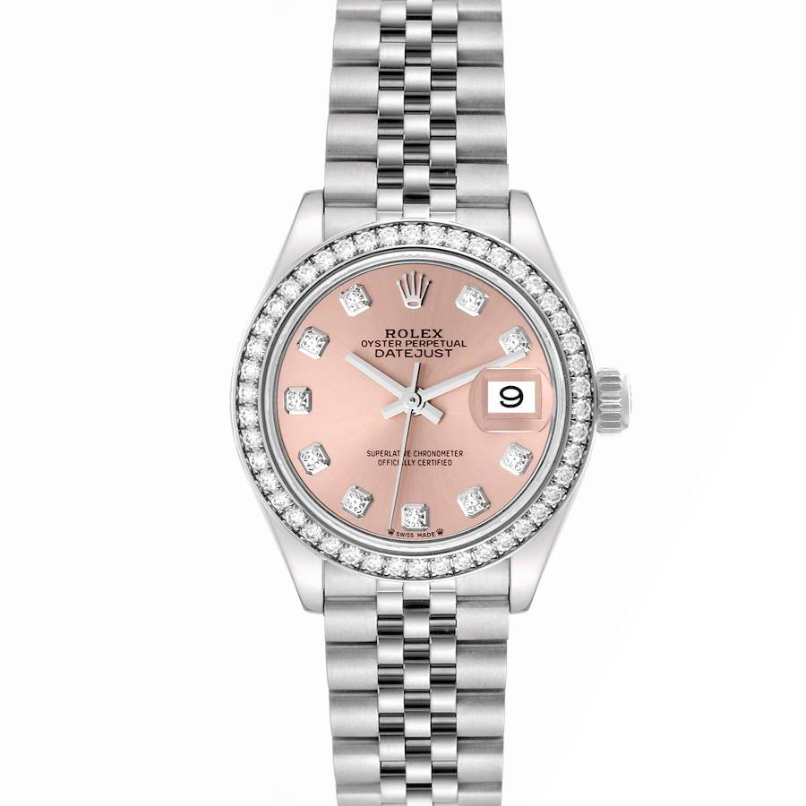 Rolex Datejust 28 Steel White Gold Pink Dial Ladies Watch 279384 SwissWatchExpo