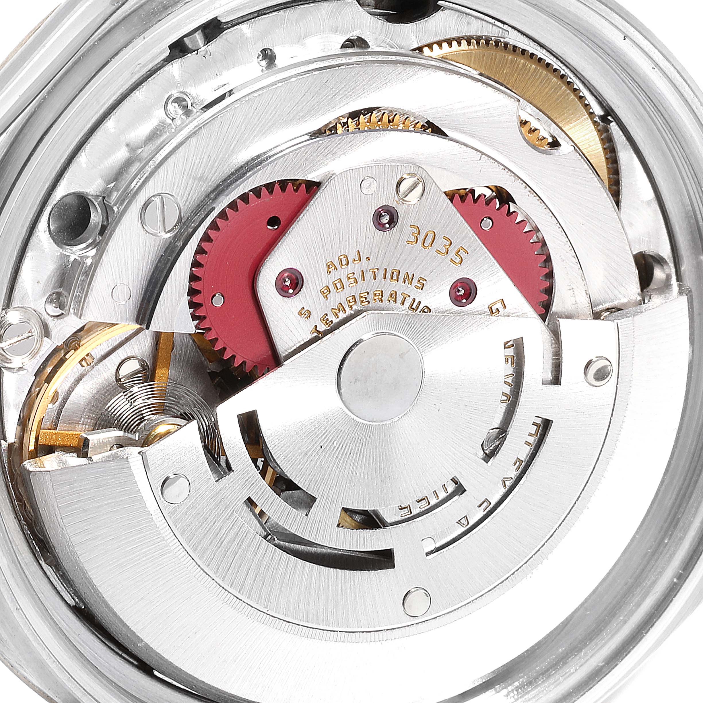 The image shows the internal movement mechanics of a Rolex Datejust 16013 Men's Steel and Gold (two tone) Champagne Dial 16013 Men's Steel and Gold (two tone) Champagne Dial watch.