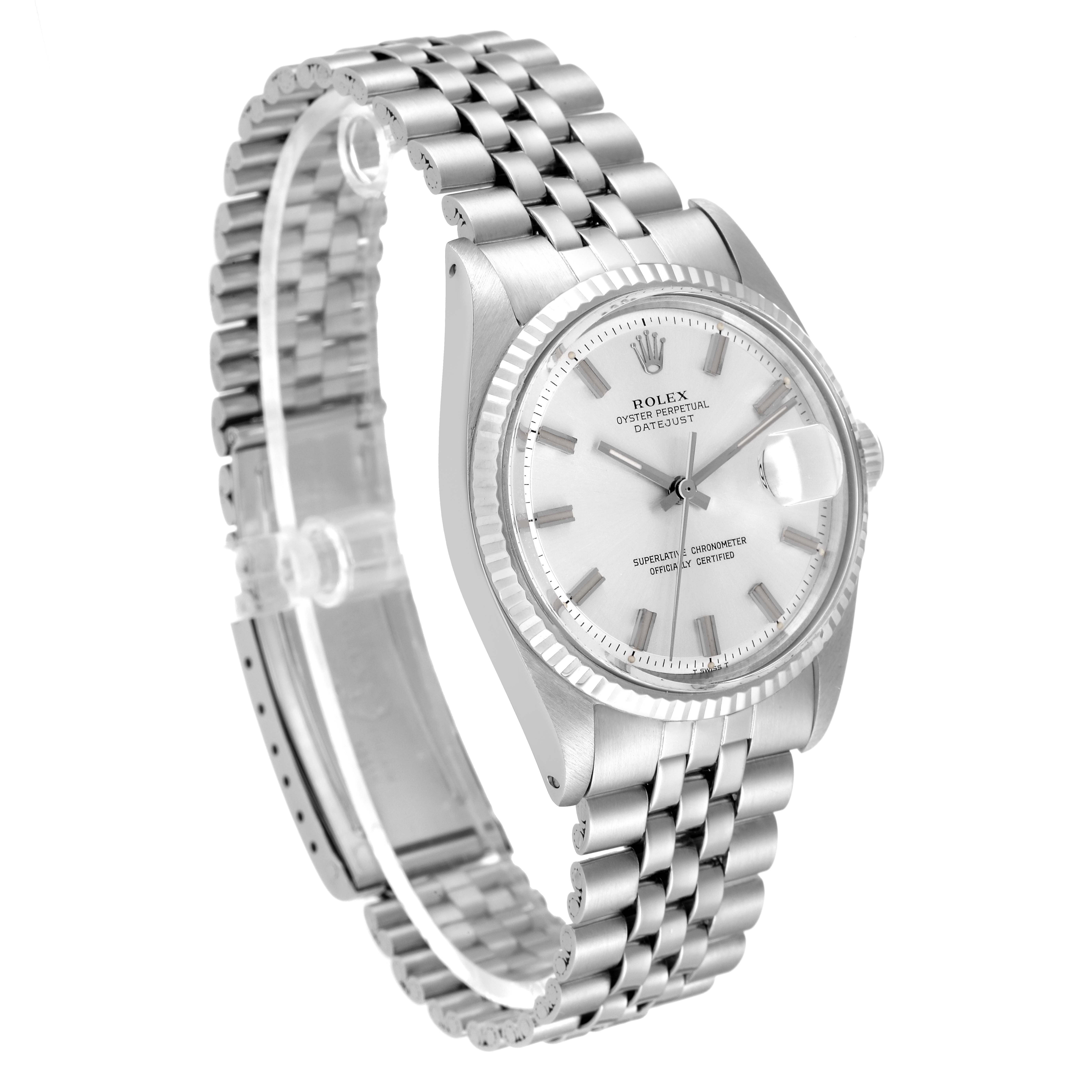 The Rolex Vintage Collection 1601 Men's Stainless Steel Silver Dial 1601 Men's Stainless Steel Silver Dial watch is shown at a slight angle, displaying the face, crown, bezel, and bracelet.