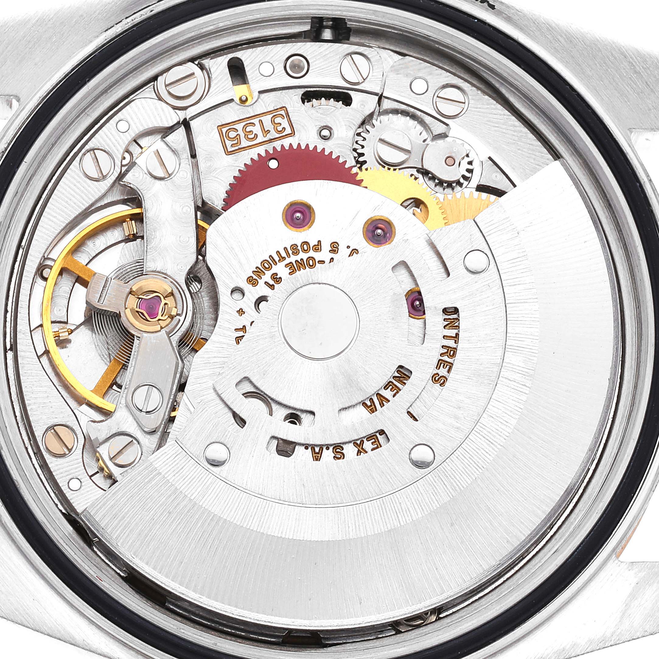 This image shows the inner mechanical movement of the Rolex Datejust 16233 Men's Steel and Gold (two tone) Champagne Dial 16233 Men's Steel and Gold (two tone) Champagne Dial watch from a back angle.
