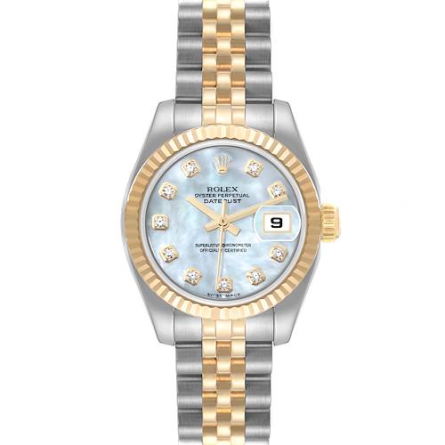 Photo of Rolex Datejust Steel Yellow Gold Mother of Pearl Diamond Ladies Watch 179173