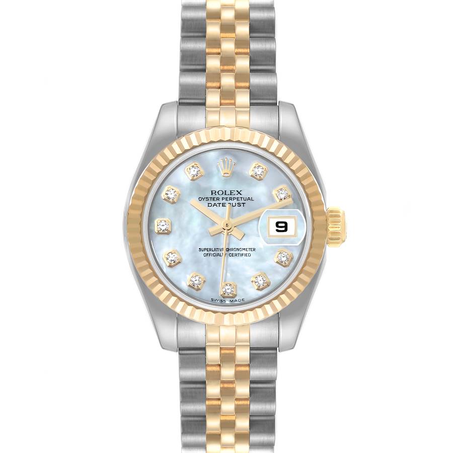 Rolex Datejust Steel Yellow Gold Mother of Pearl Diamond Ladies Watch 179173 SwissWatchExpo