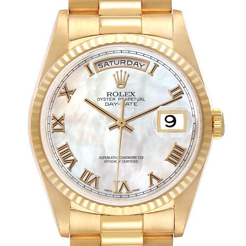 Photo of Rolex Day-Date President Yellow Gold Mother Of Pearl Dial Mens Watch 18238